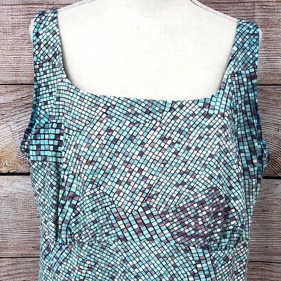 Lands' End Blue Mosaic Square-Neck Underwire Tankini Swimsuit Top Size 24W - Picture 12 of 12